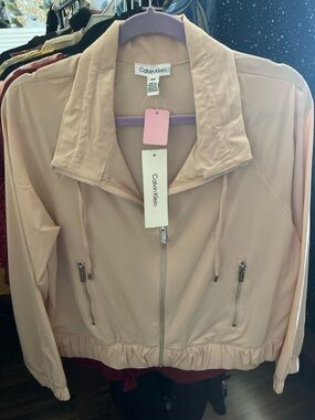Calvin Klein Pale Blush Zip-Front Bomber Jacket